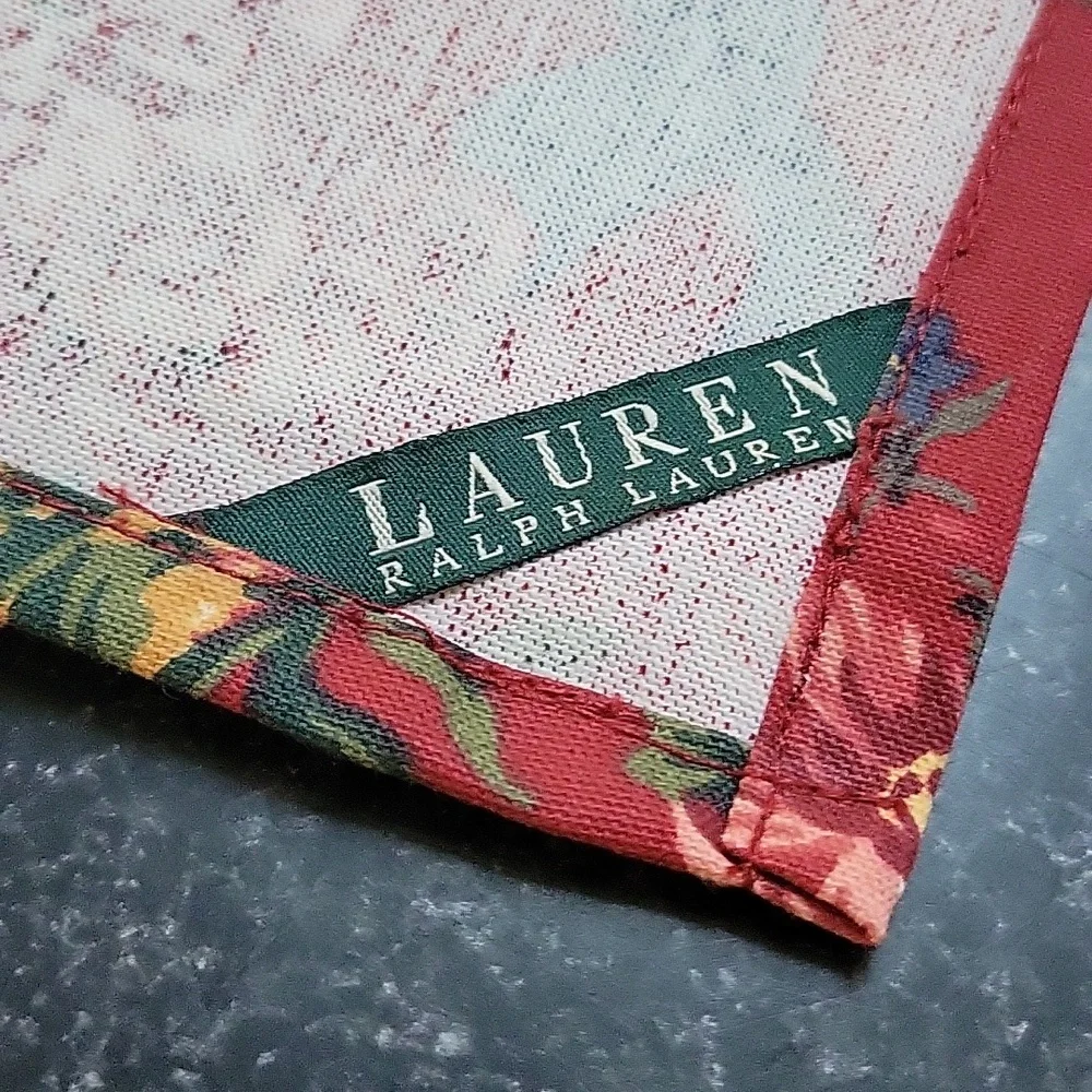 Ralph Lauren Christmad Red Green 100% Cotton Napkin Dish Towel Square 19